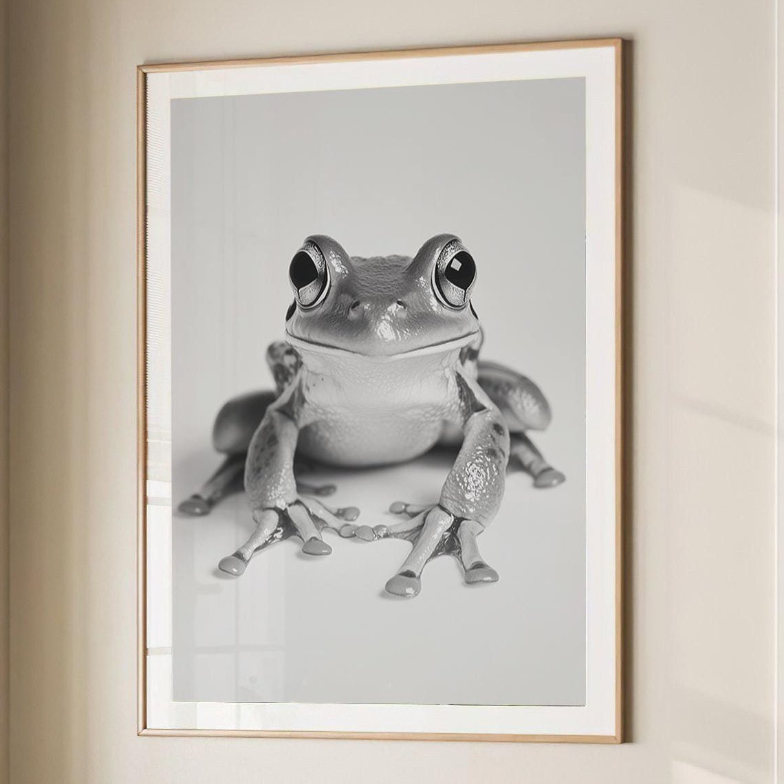 Funny Black and White Tree Frog Portrait Photography Wall Art
