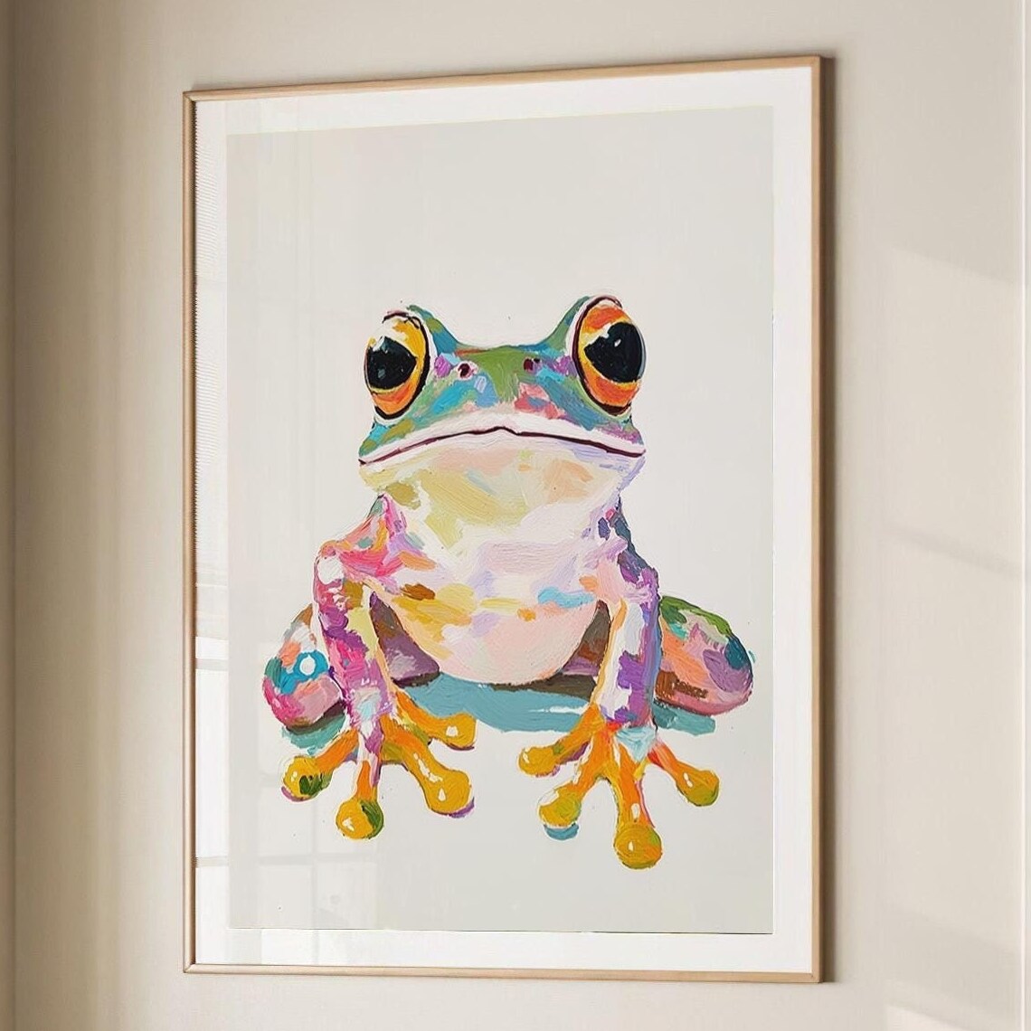 Colorful Watercolor Frog Portrait Pop Art Modern Animal Poster