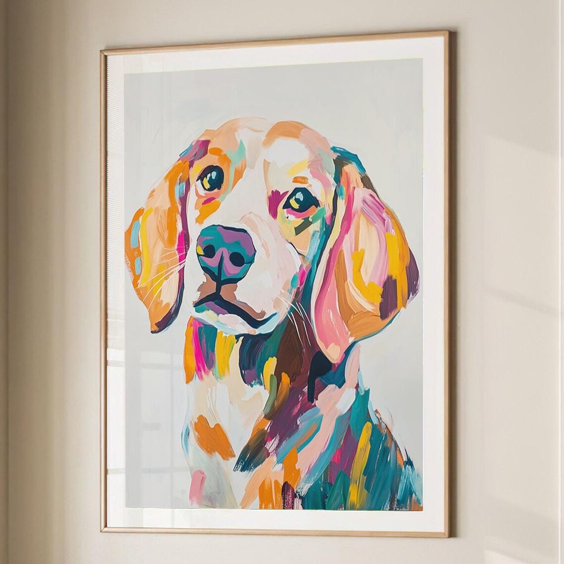 Colorful Puppy Dog Portrait Modern Pop Art Wildlife Animal Poster