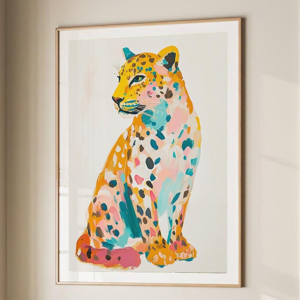 Colorful Cheetah Sitting Modern Pop Art Wildlife Animal Poster