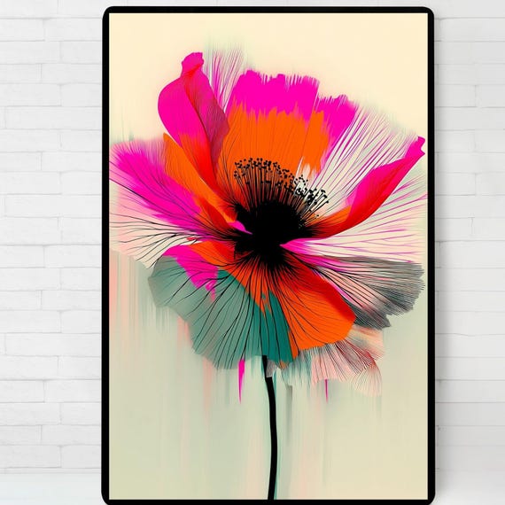 Colorful Floral Elegance Poster Illustration Print Wall Art Instant