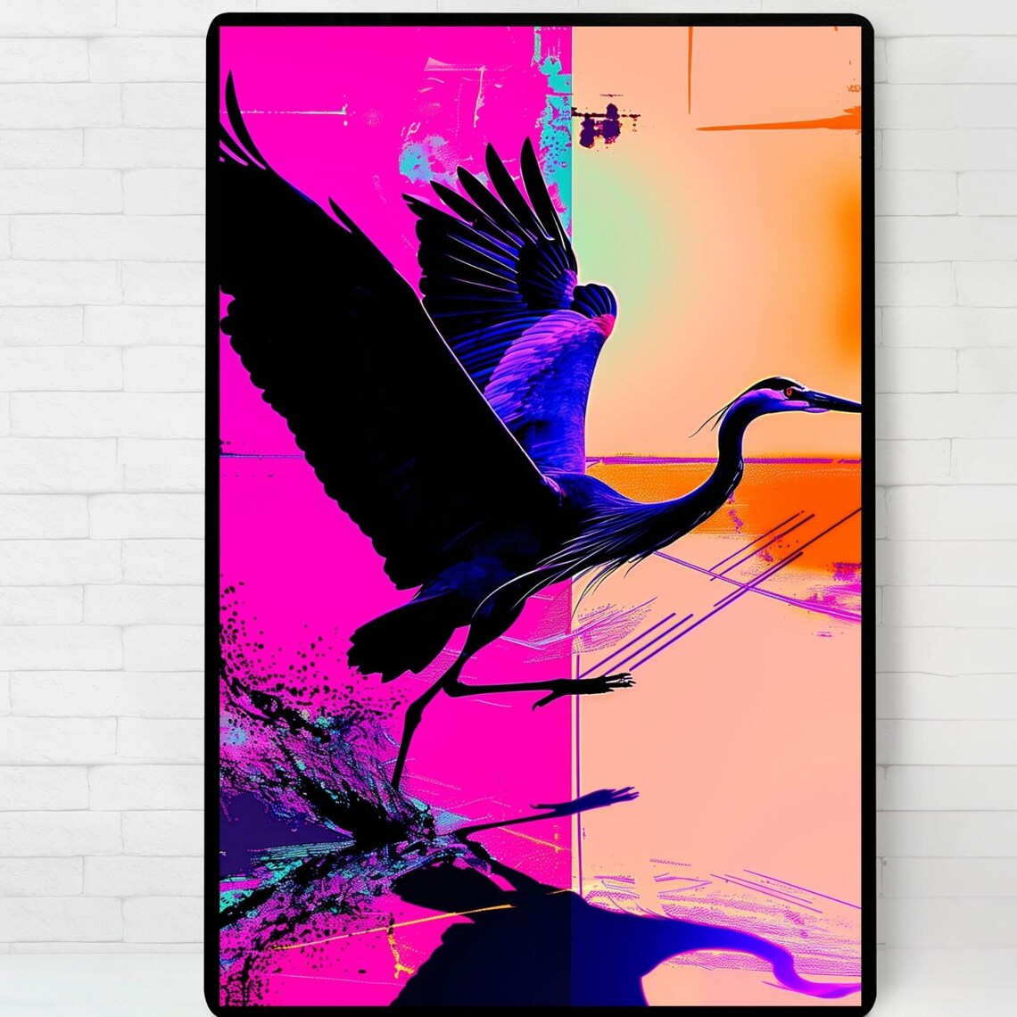 Crane Illustration Art Print Minimalist Bird Poster