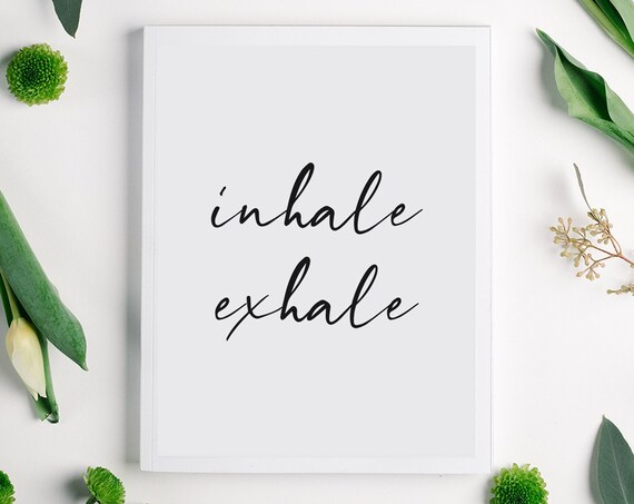 Inhale Exhale Script Typography Calm Yoga Wellness Wall Decor Poster