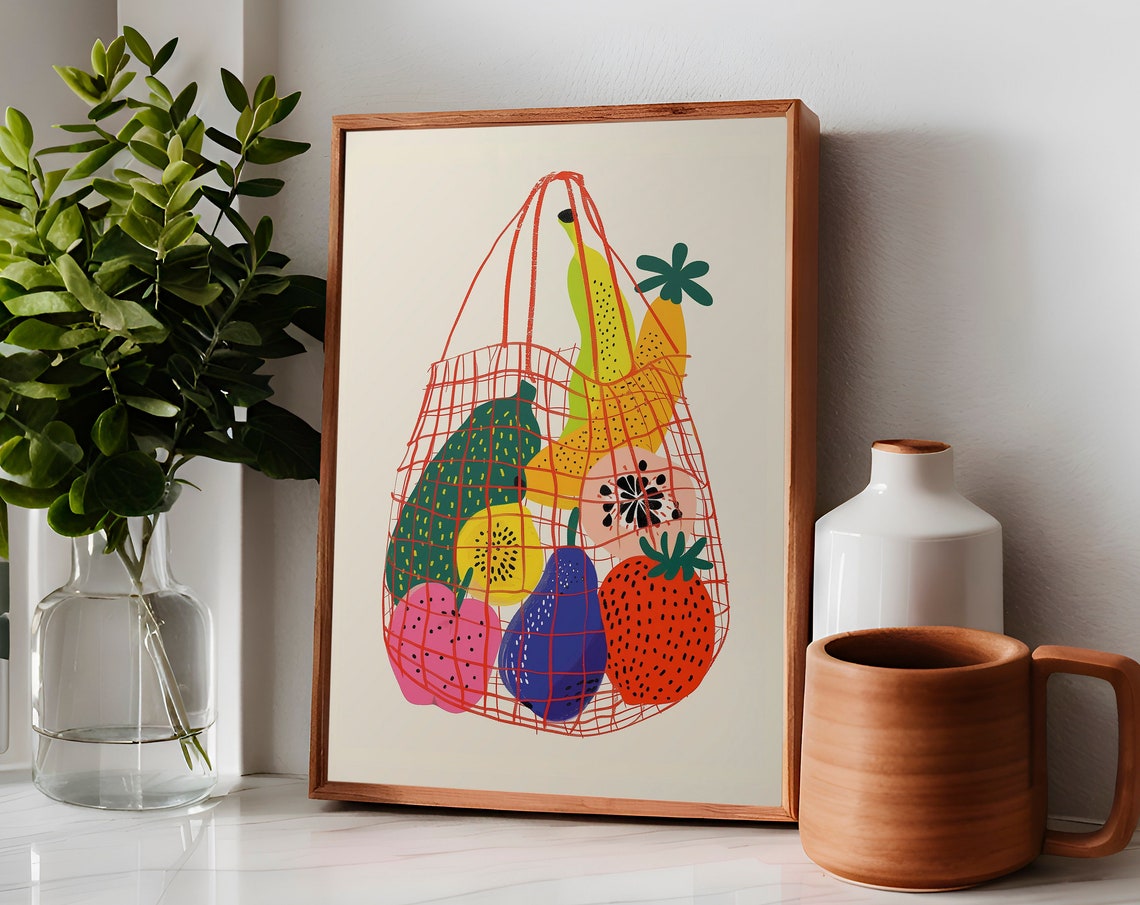 Fruits In Bag Art Print, Kitchen Wall Art - Image 3