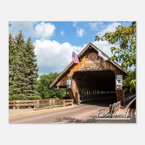 Frankenmuth Michigan Wooden Covered Bridge Holz Brucke Travel Poster
