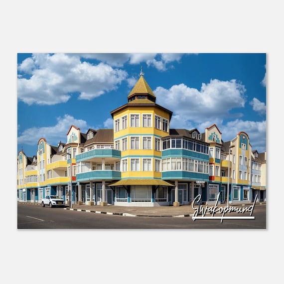 Swakopmund Namibia Colorful German Colonial Buildings Street Travel Poster
