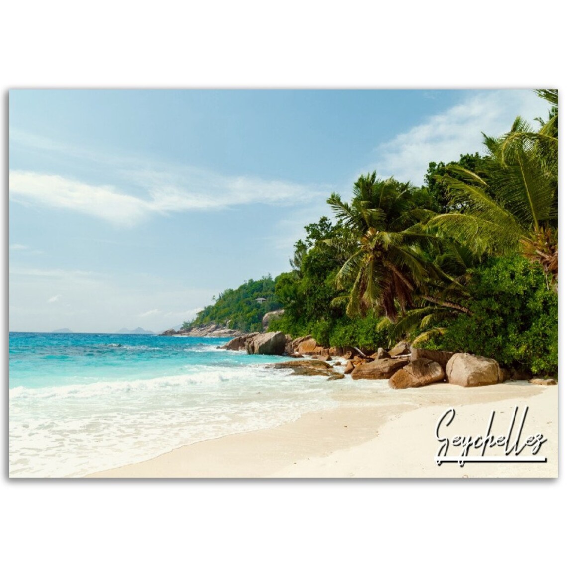 Seychelles Beach Poster Tropical Island Photo Print