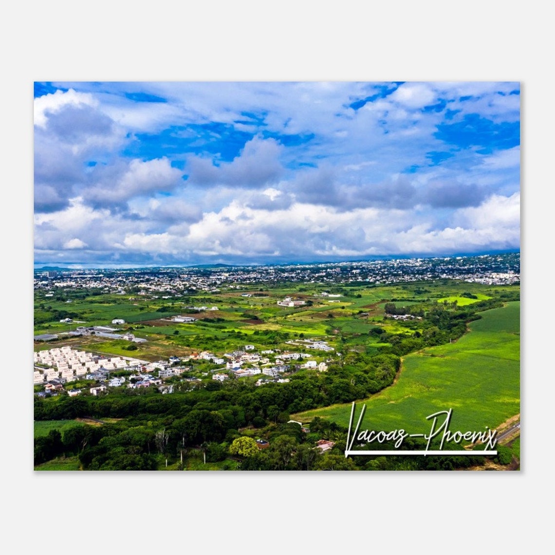 Vacoas-Phoenix Mauritius Green Sugar Cane Fields Aerial Poster