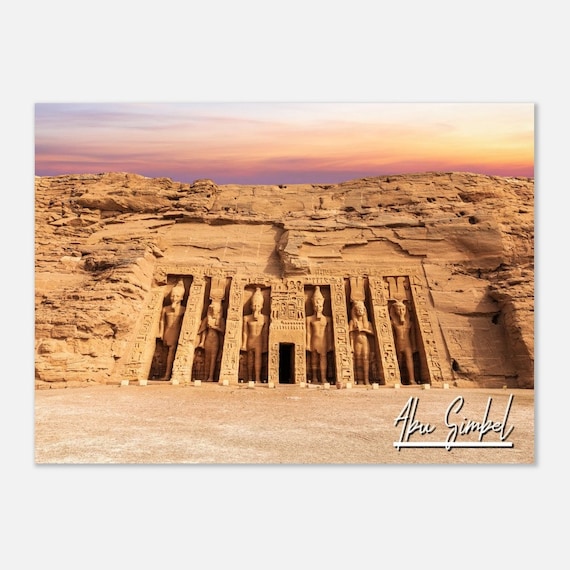 Abu Simbel Temple Egypt Sunset Ancient Statues Travel Poster