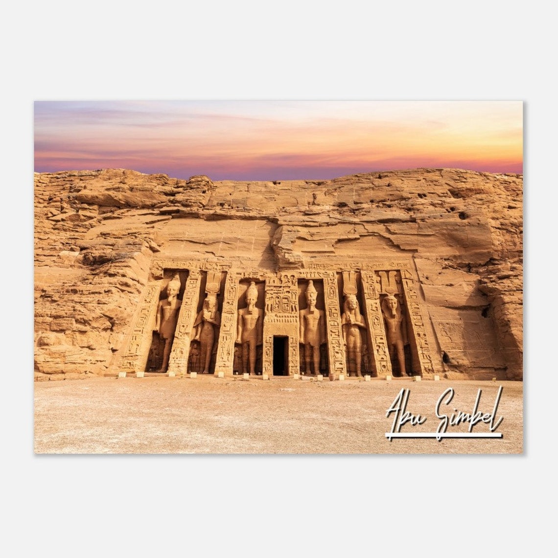 Abu Simbel Temple Egypt Sunset Ancient Statues Travel Poster