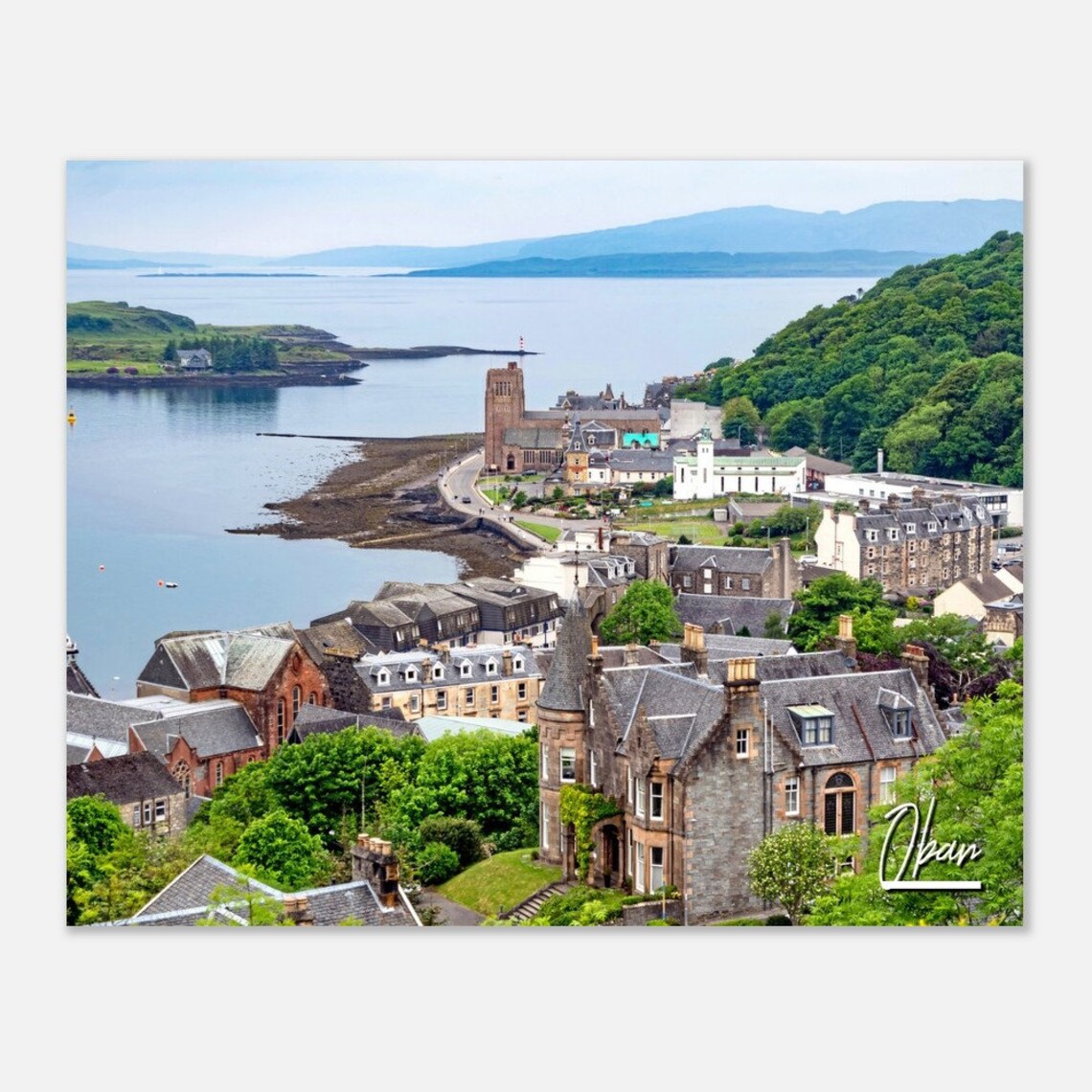 Oban Scotland Coastal Town Harbor Bay View Photo Travel Poster