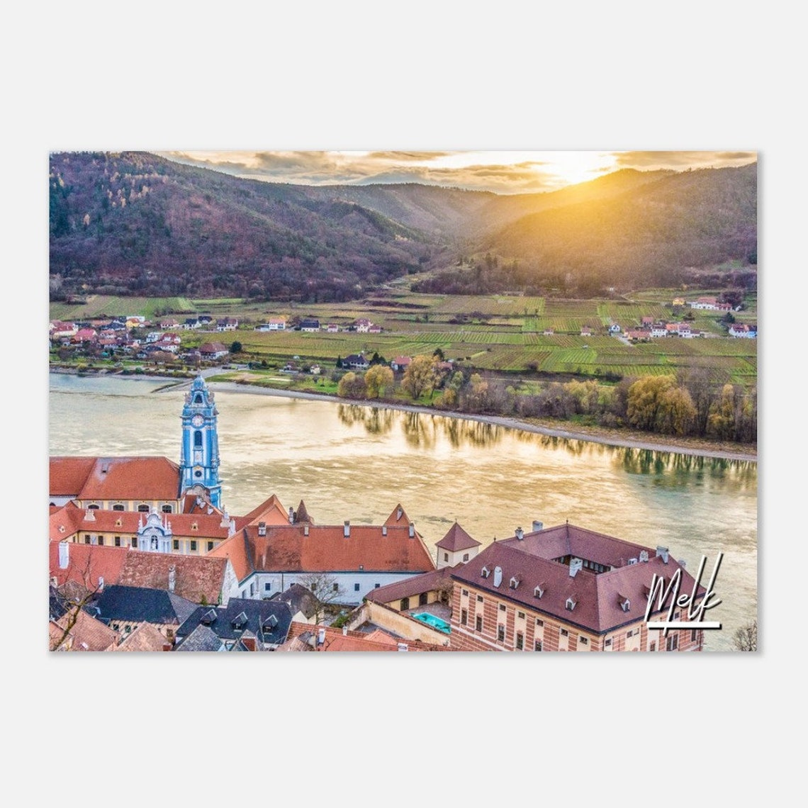 Melk Austria Sunset Danube River Abbey Town Wachau Valley Poster