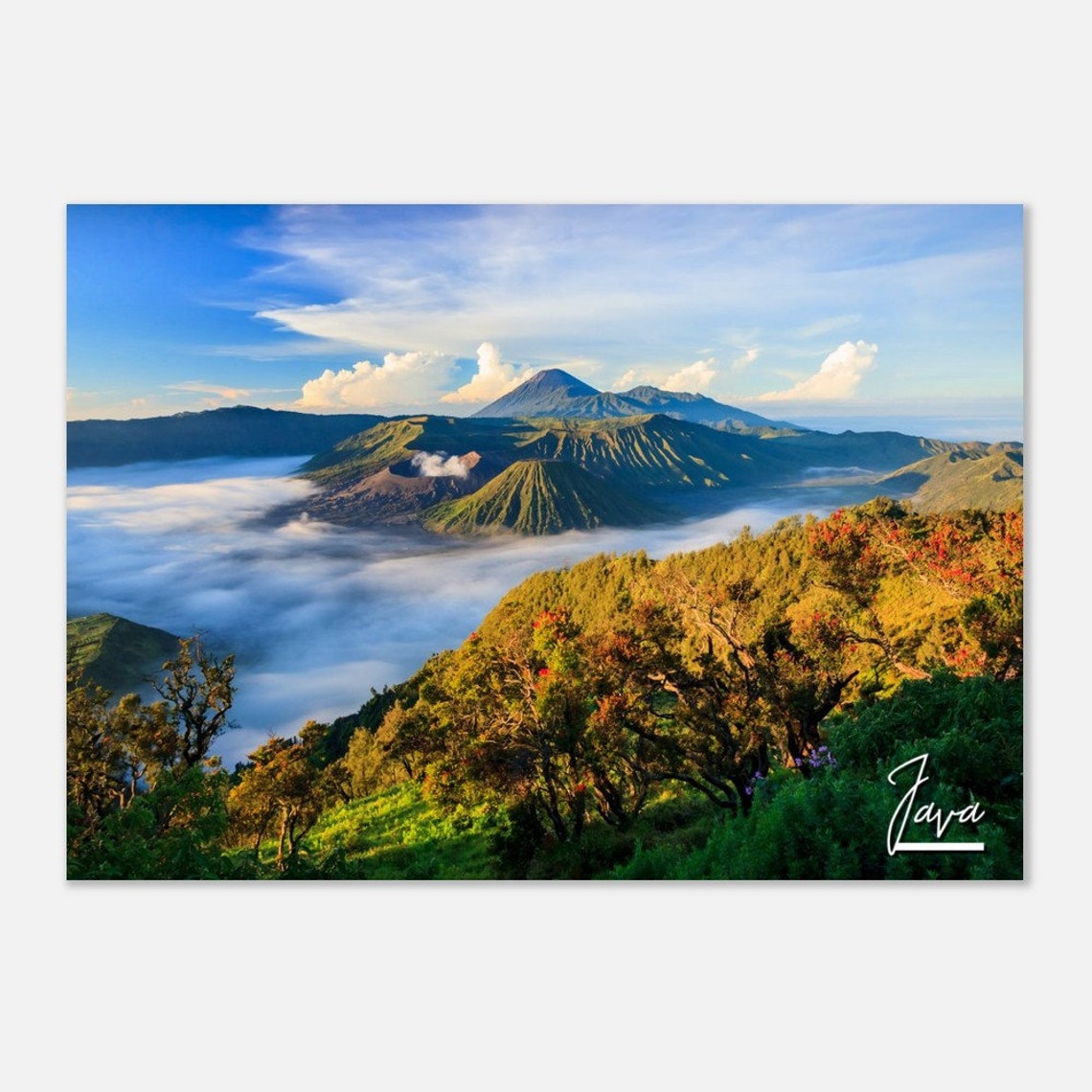 Java Indonesia Volcano Sunrise Sea of Clouds Mountain Landscape Poster