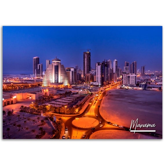 Manama Bahrain Skyline Poster Middle East Travel Photography