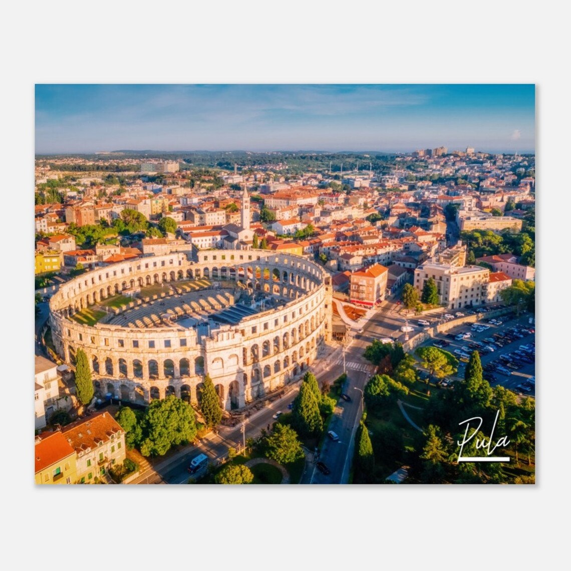 Pula Croatia Roman Amphitheater Arena Aerial Ancient City Poster