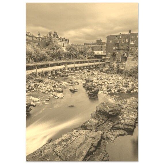 Sherbrooke Canada Vintage Sepia River Dam Historic Photo Poster