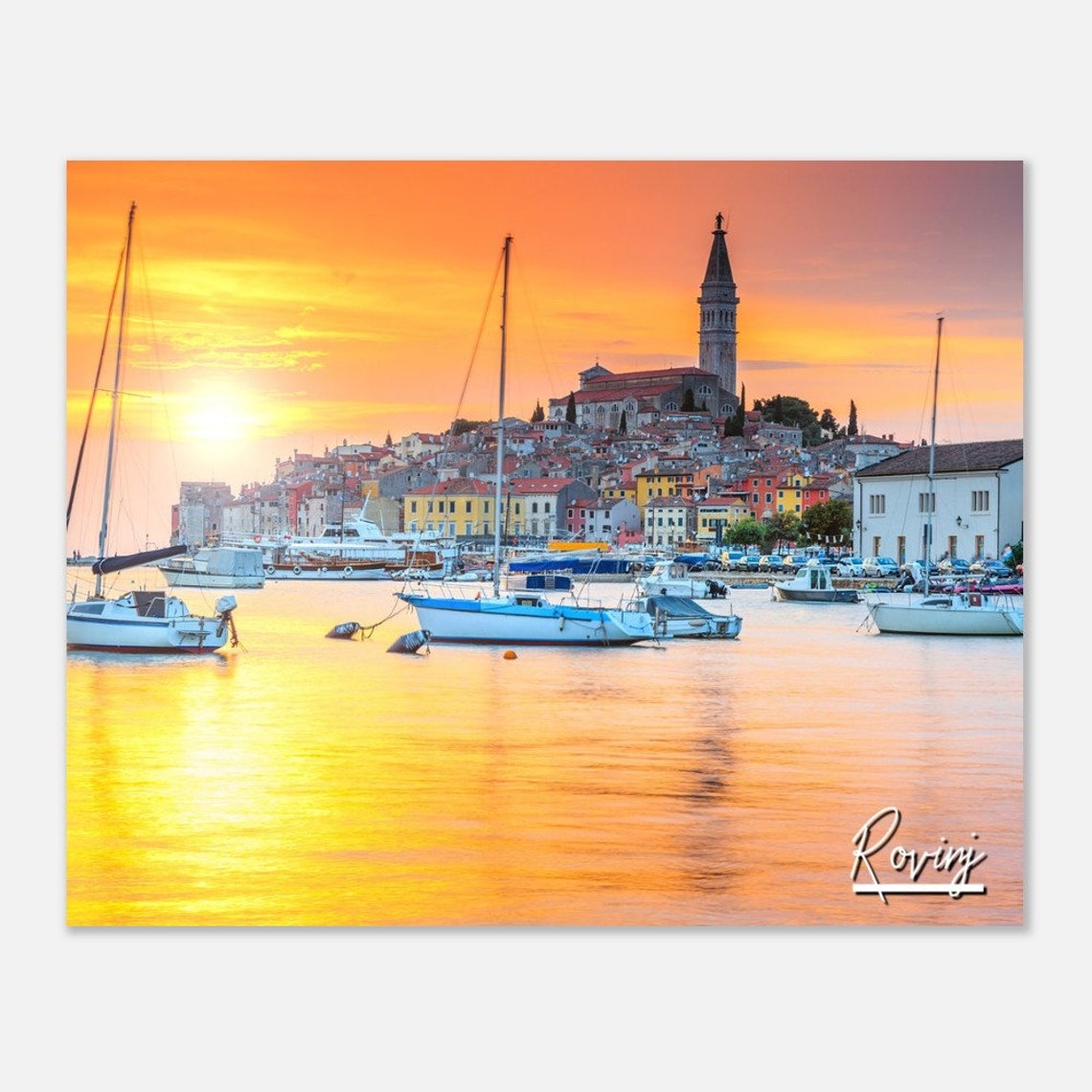 Rovinj Croatia Poster Coastal Old Town Fishing Port