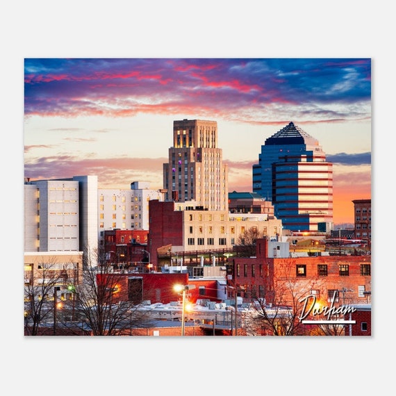 Durham North Carolina Skyline Poster Cityscape Travel Photo Print