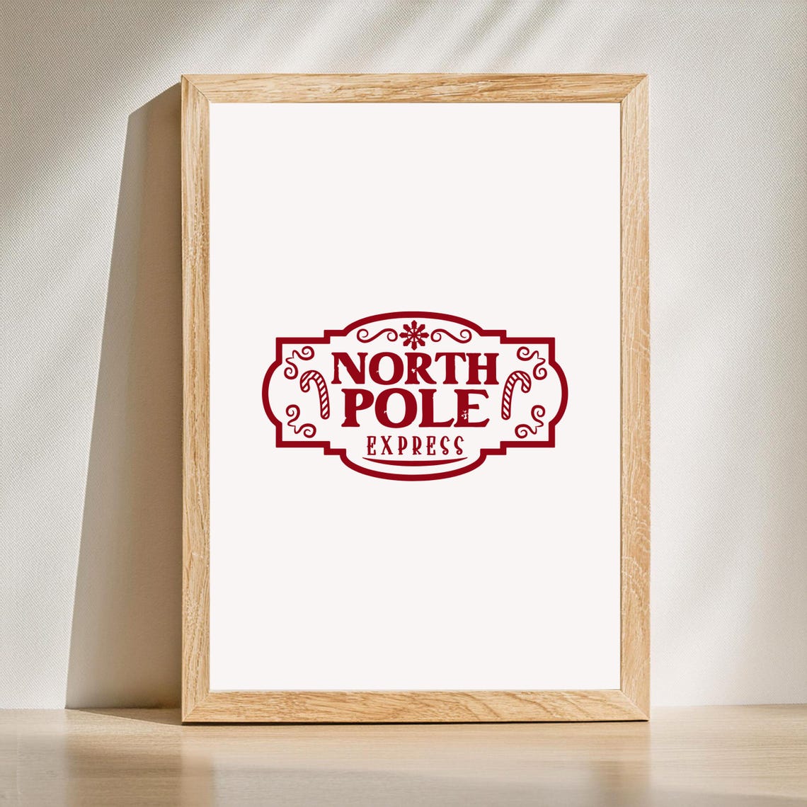 North Pole Express Vintage Badge Christmas Typography Poster