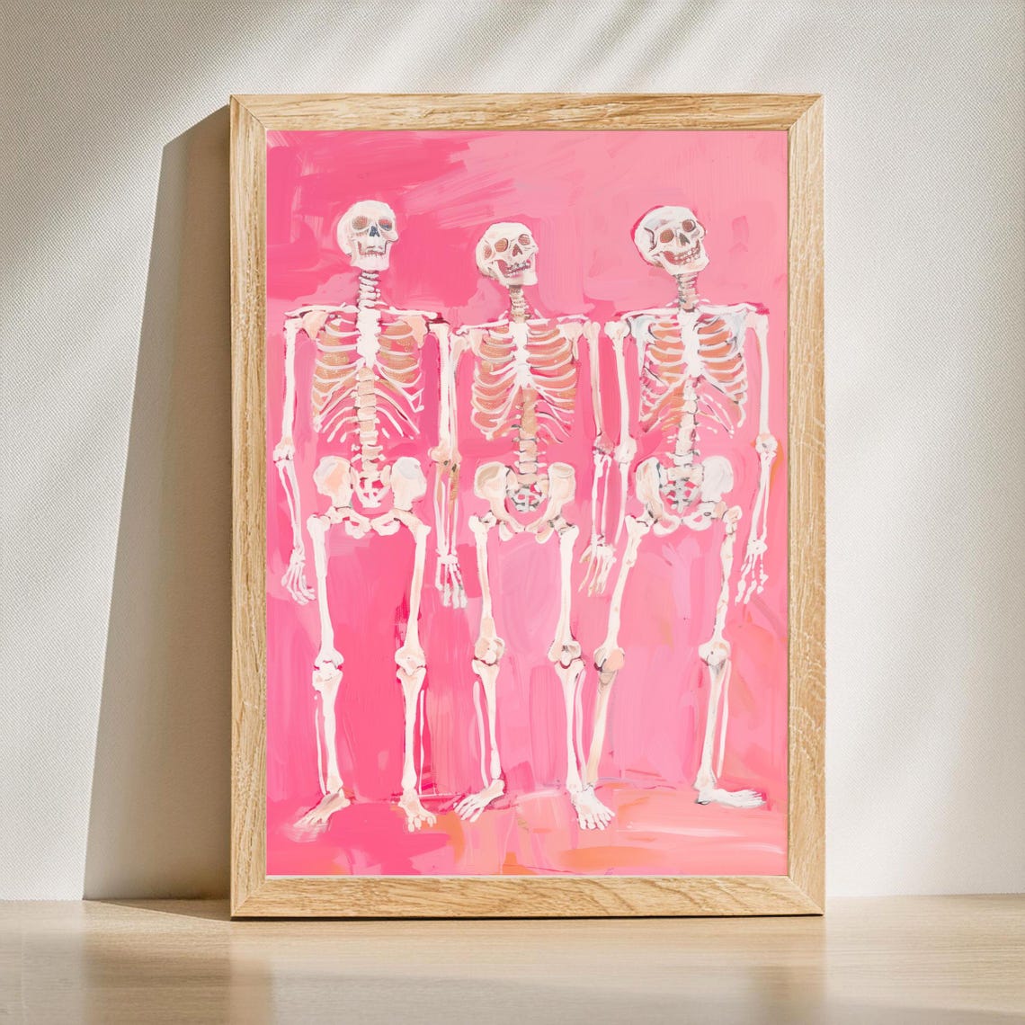 Preppy Halloween Wall Art Pink Print Autumn Pastel Decor