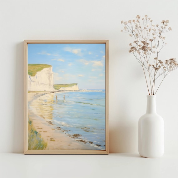 White Cliffs Shoreline Painting Poster Coastal Beach Seascape Decor