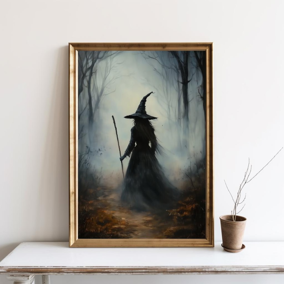 Witch Halloween Vintage Rustic Art Print