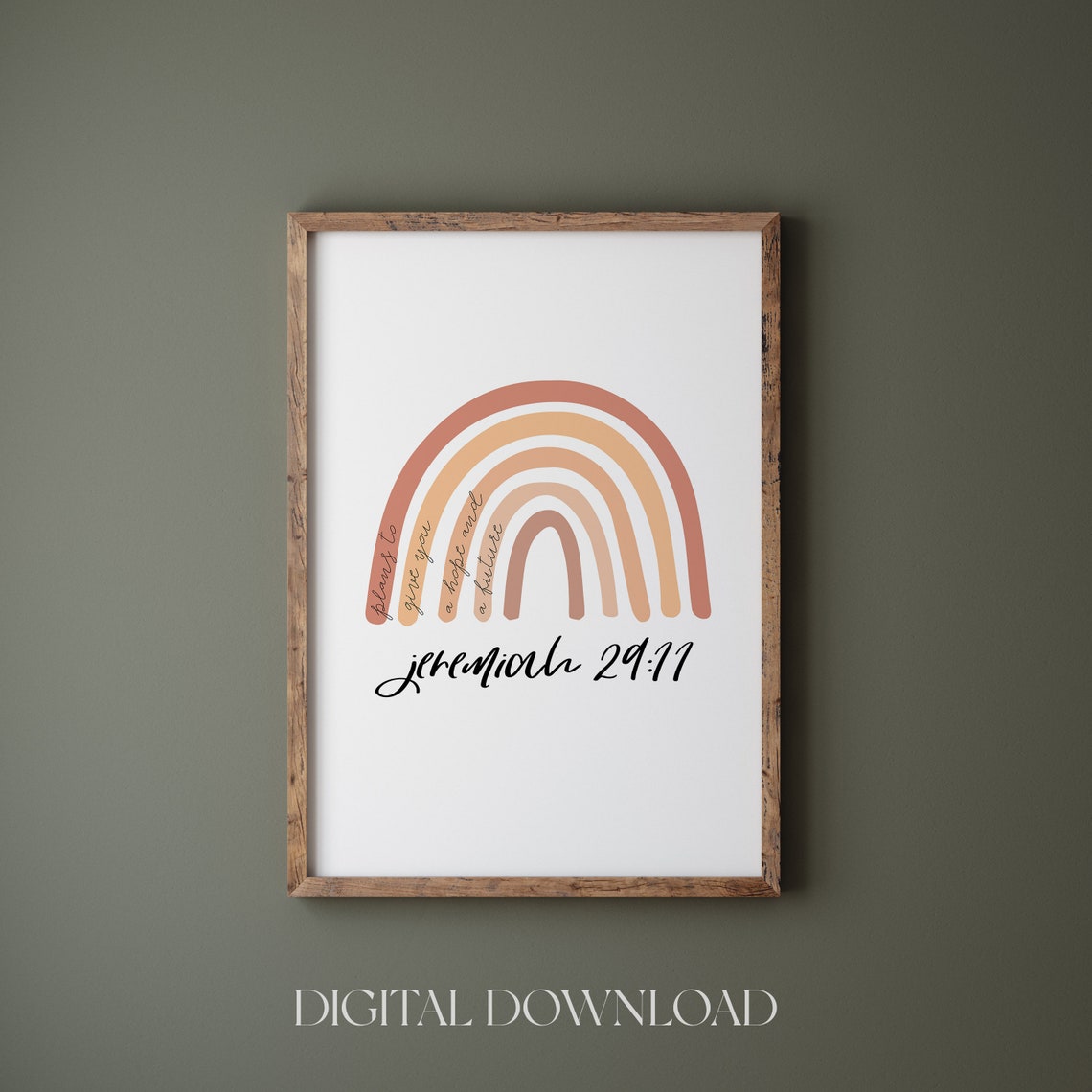 Jeremiah 2911 For I Know The Plans I Have For You Boho Nursery Wall Print Boho Rainbow Minimalist Bible Verse Wall Art Print