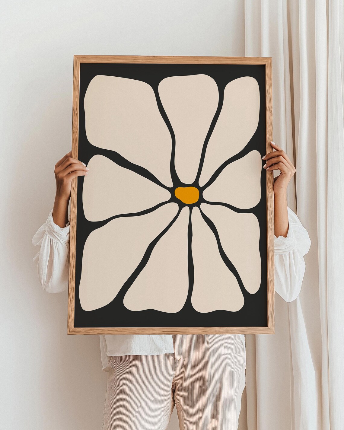 70s Retro Daisy Flower Print, Bold Floral Art