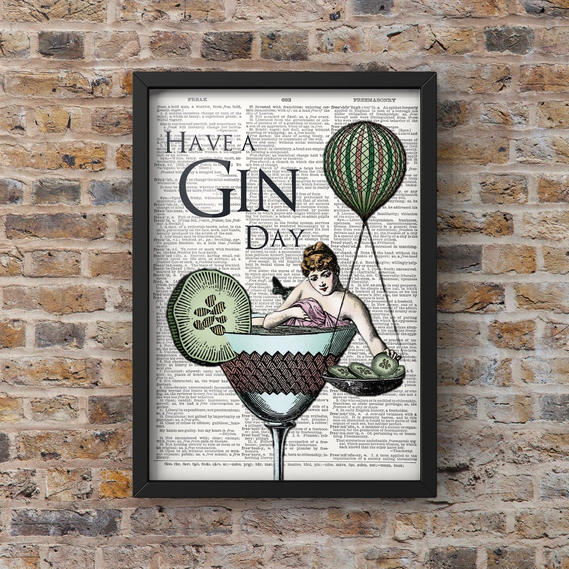 Have A Gin Day Vintage Kitchen Art Print