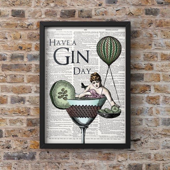 Have A Gin Day Vintage Kitchen Art Print