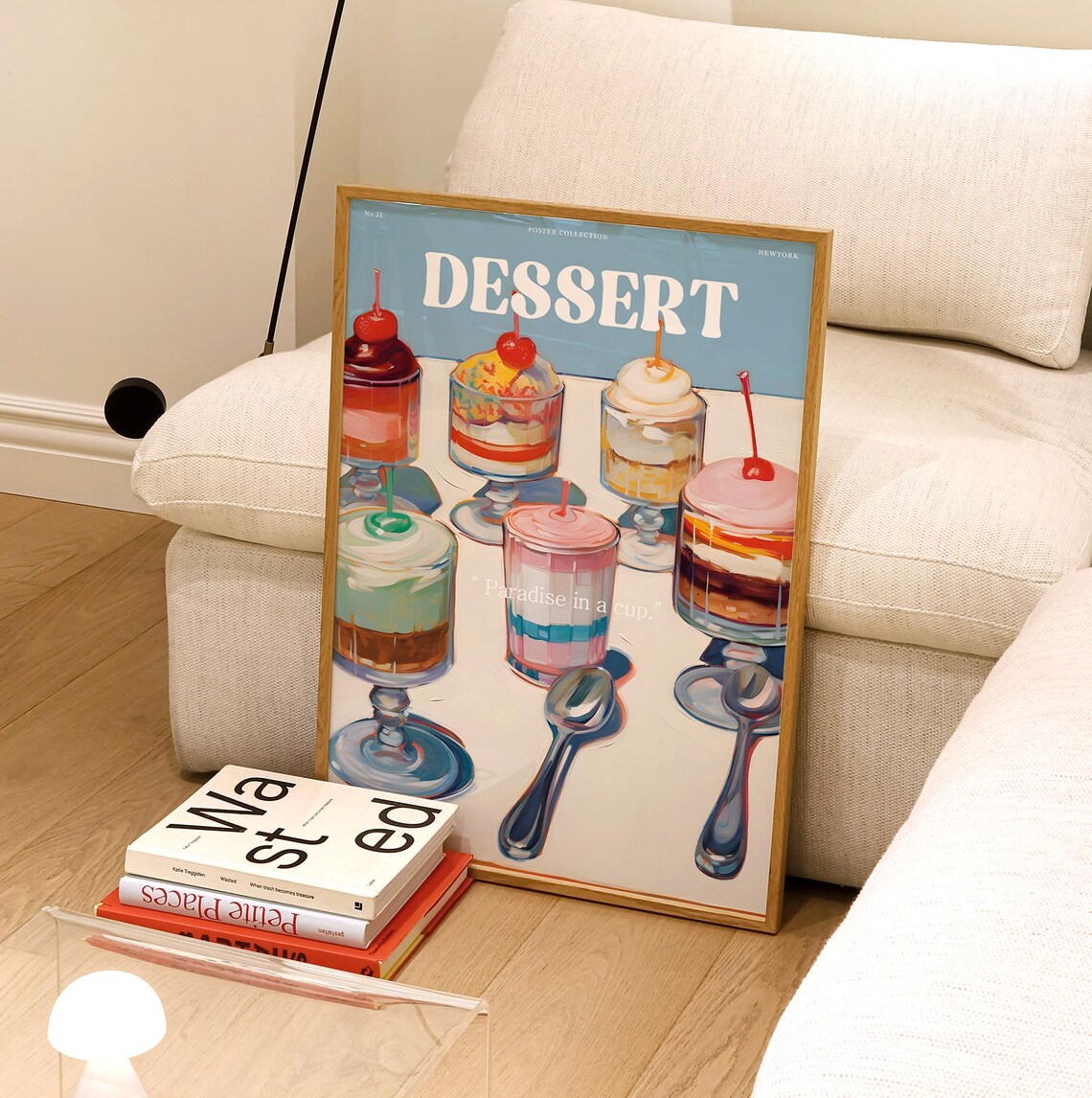 Dessert Sundae Cups Cherries Retro Ice Cream Parlour Kitchen Poster - Image 2