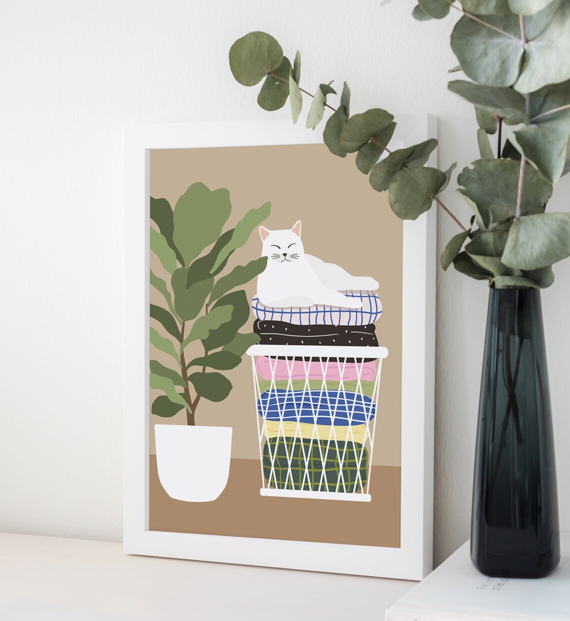 Laundry And Cat Art Print, Laundry Room Decor - Image 4