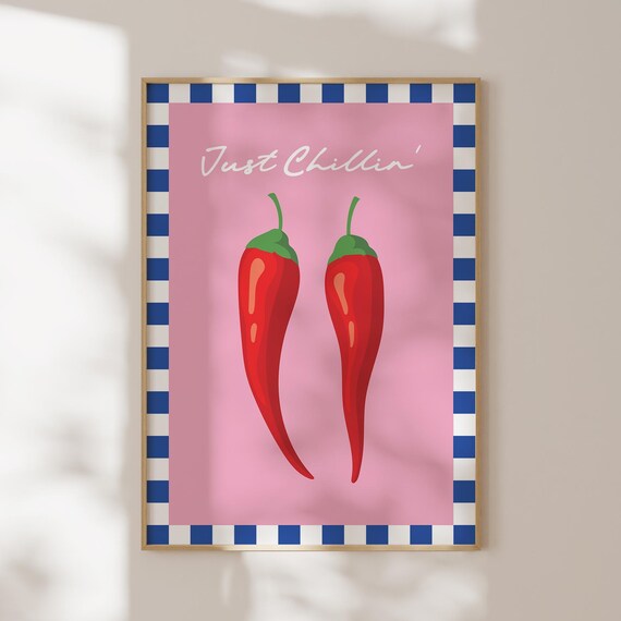 Just Chillin Art Print, Retro Kitchen Quote