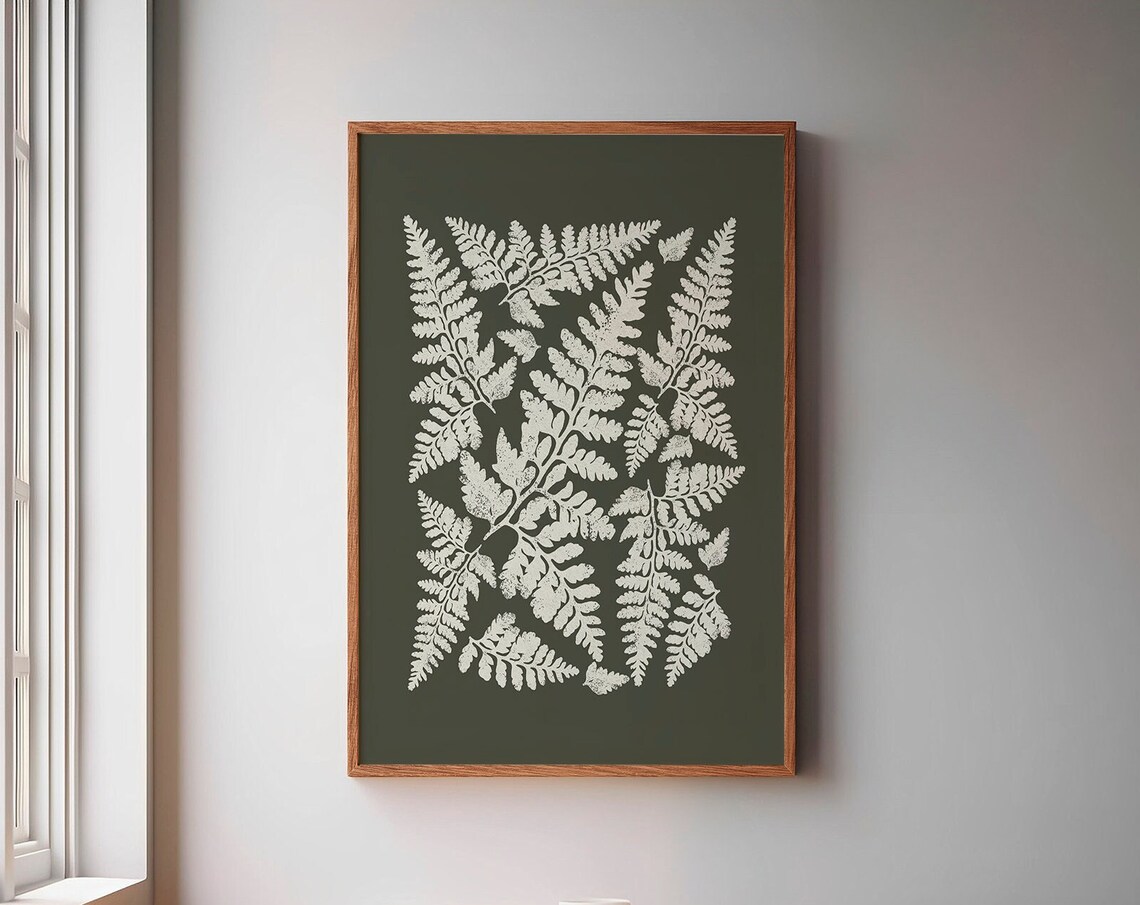 Fern Leaf Stamp Boho Botanical Poster, Apartment Decor