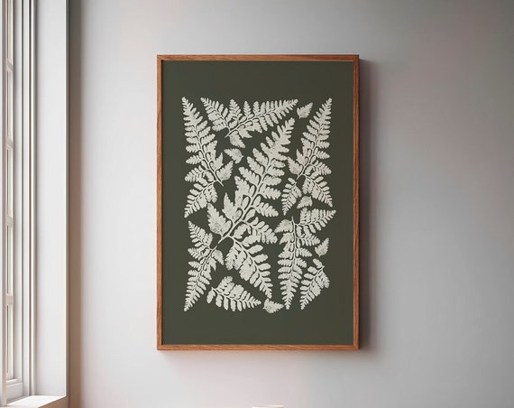 Fern Leaf Stamp Boho Botanical Poster, Apartment Decor