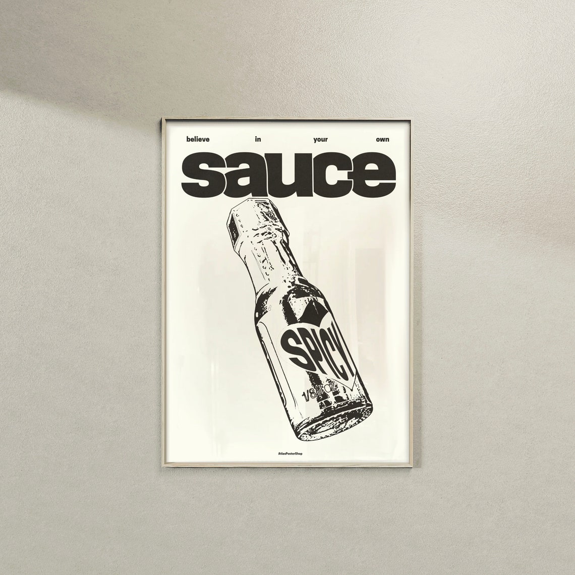 Hot Sauce Poster Believe In Your Own Sauce Spicy Sauce Drawing Aesthetic Retro Vintage Food Wall Art Instant Print Jpg - Image 3