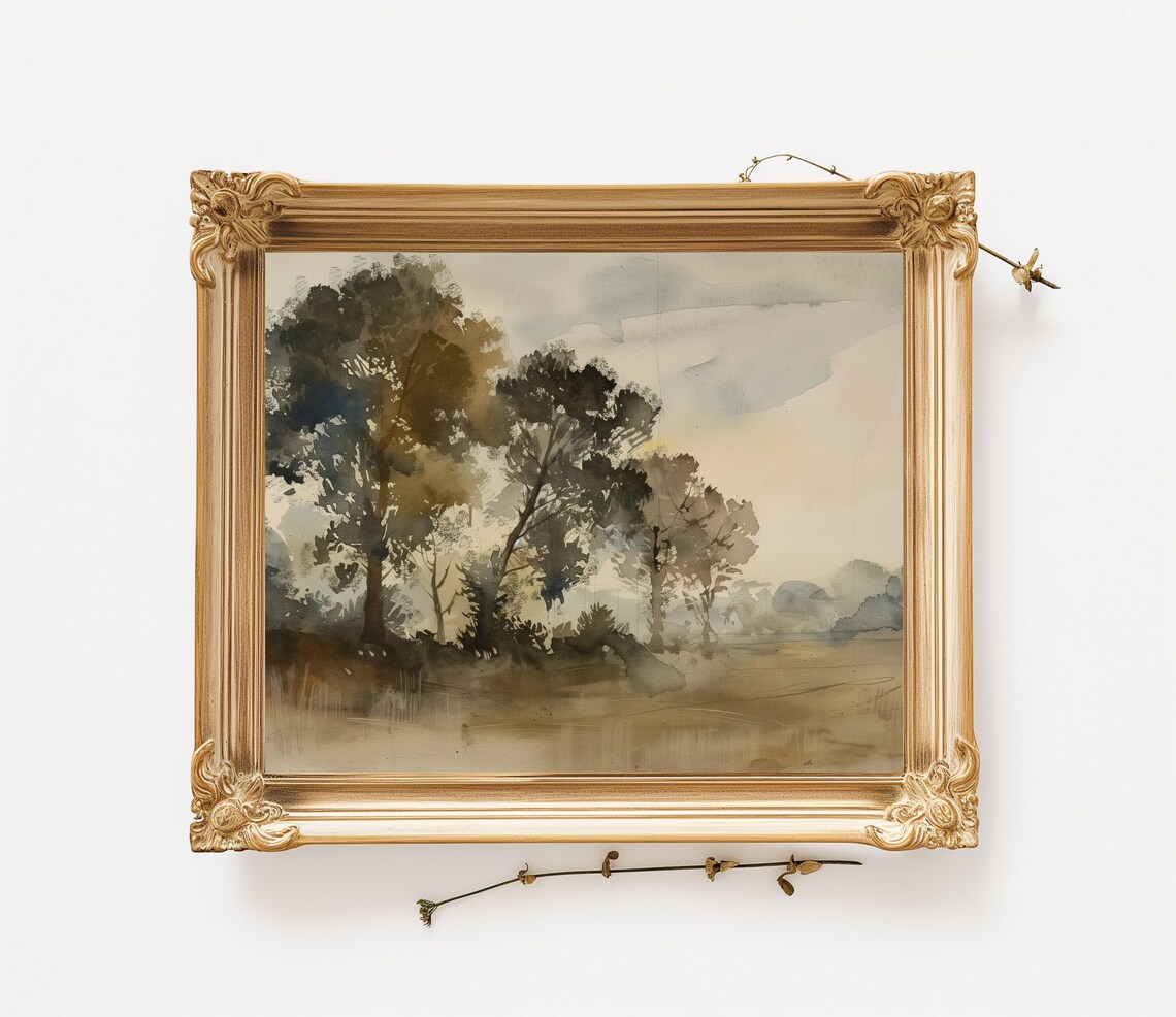 Antique Rustic Landscape, Vintage Wall Art - Image 2