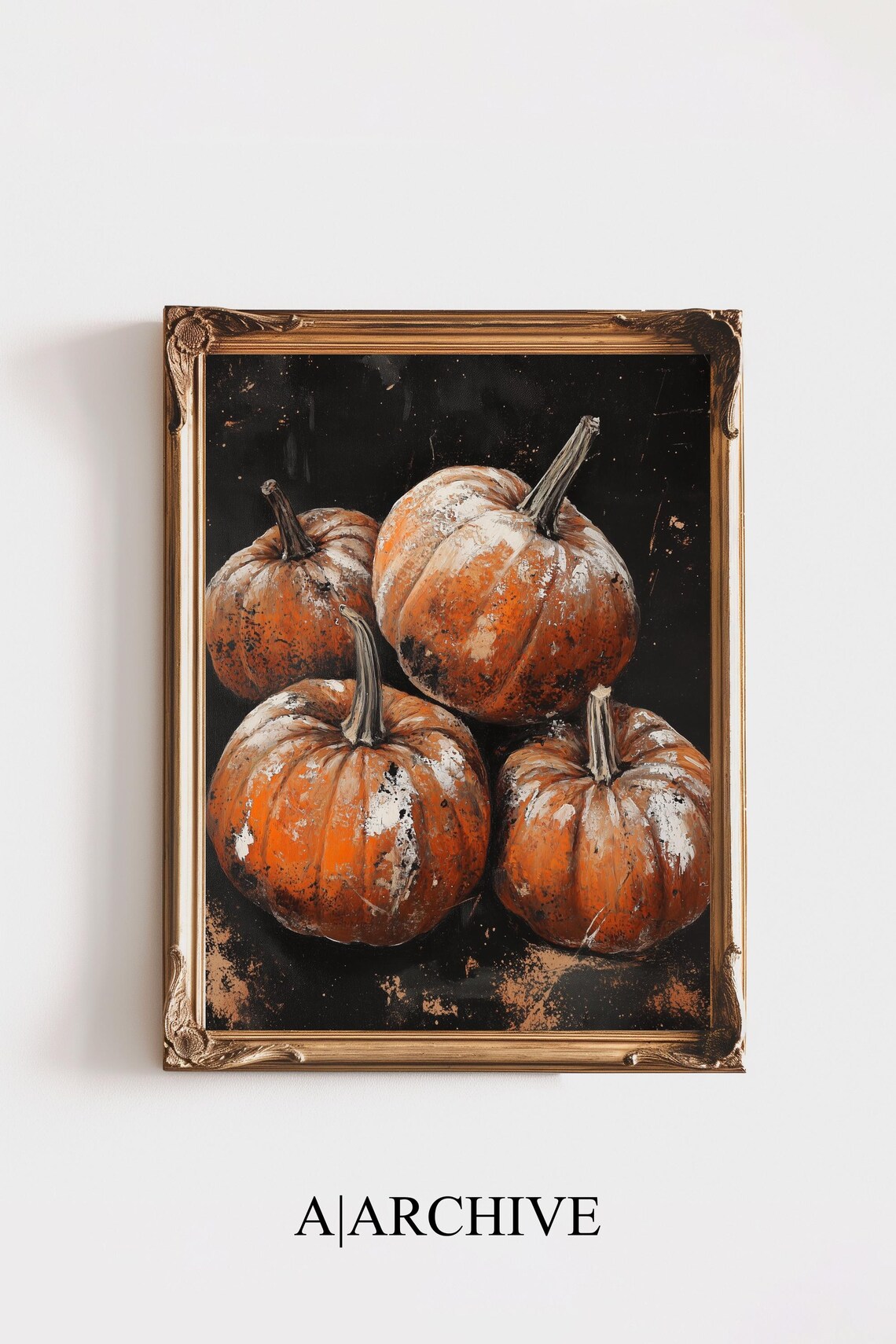 Fall Decor Print Gothic Botanical Artwork Dark Pumpkin Print Moody Fall Wall Decor