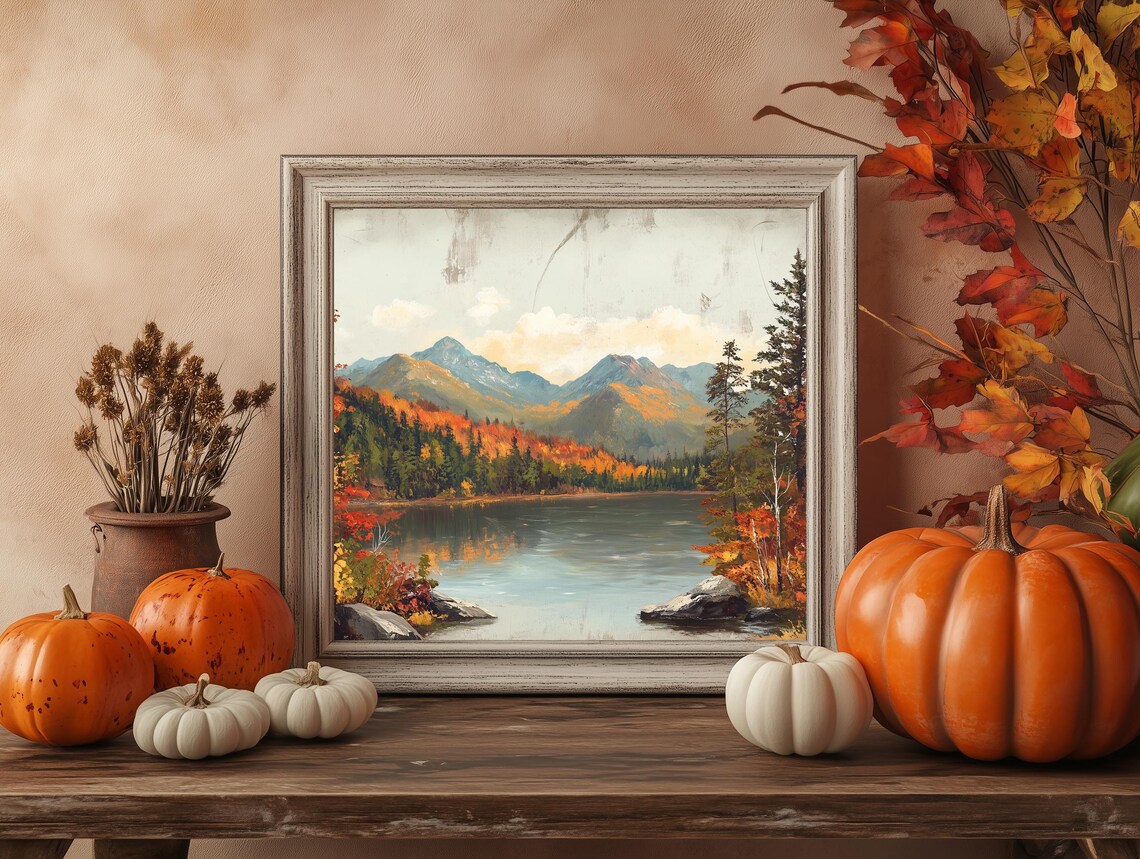 Rustic Fall Decor, Vintage Rustic Landscape - Image 4