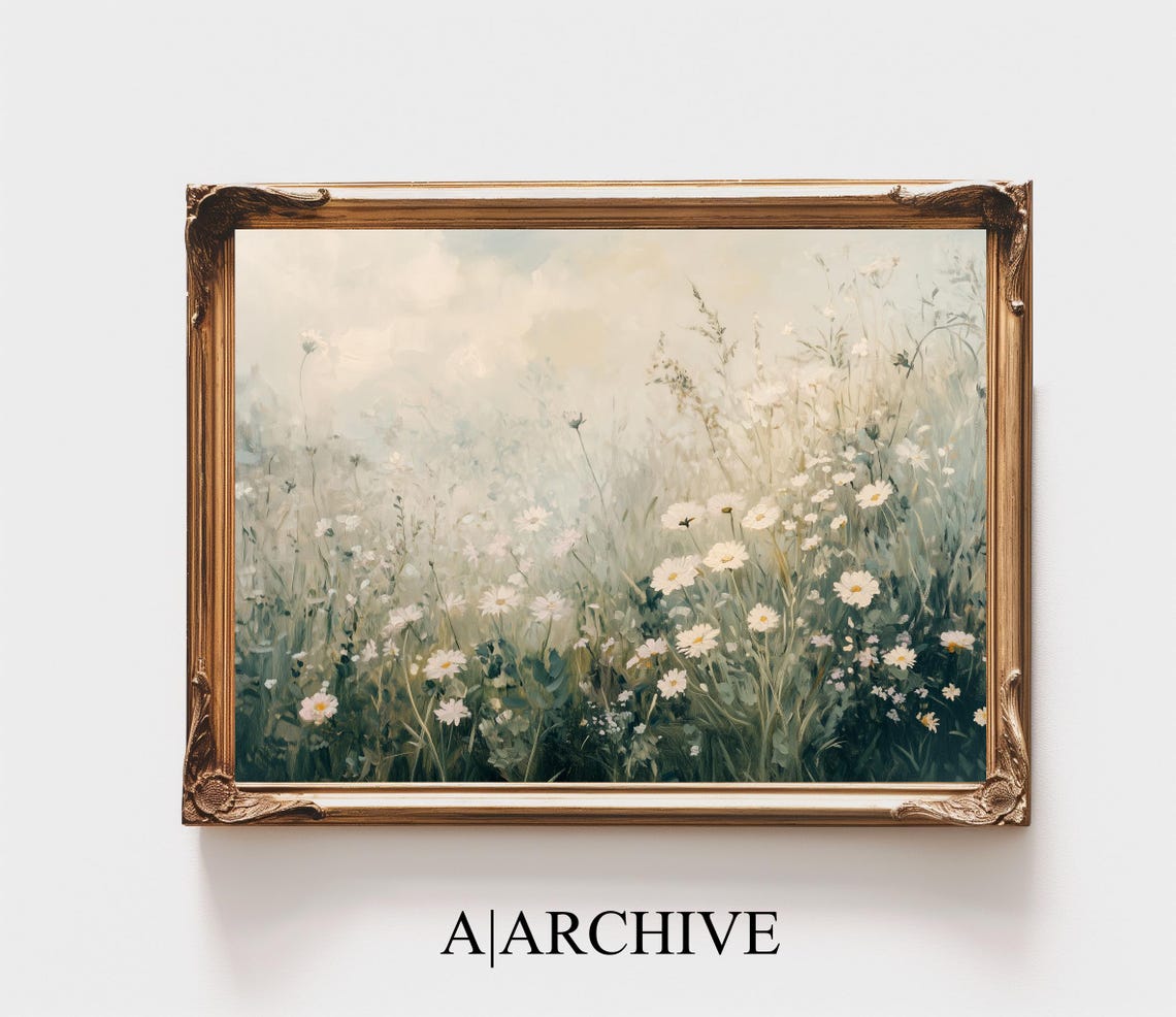 Pink Cosmos White Daisies Wildflower Meadow Impressionist Poster - Image 3