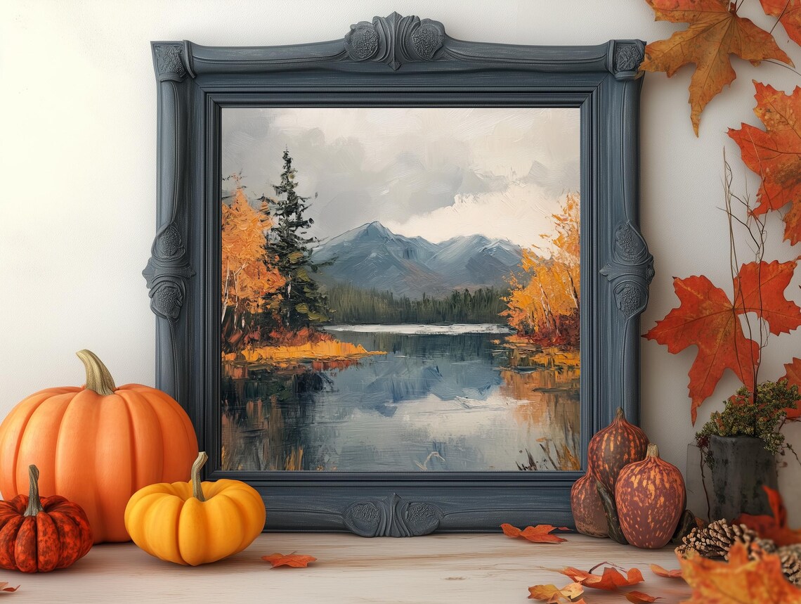 Rustic Autumn Landscape Vintage Country Decor Art Print - Image 3