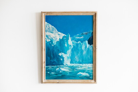 Turquoise Glacier Ice Cliffs Arctic Waters Landscape Art Poster