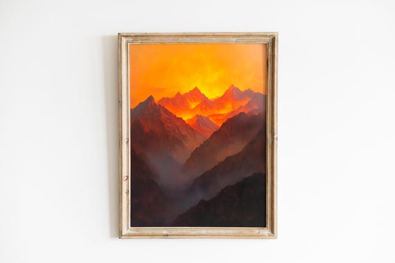Dramatic Sunrise Over Himalayan Peaks Majestic Mountain Landscape Moody Golden Light Art Serene Misty Valleys Wall Decor 867