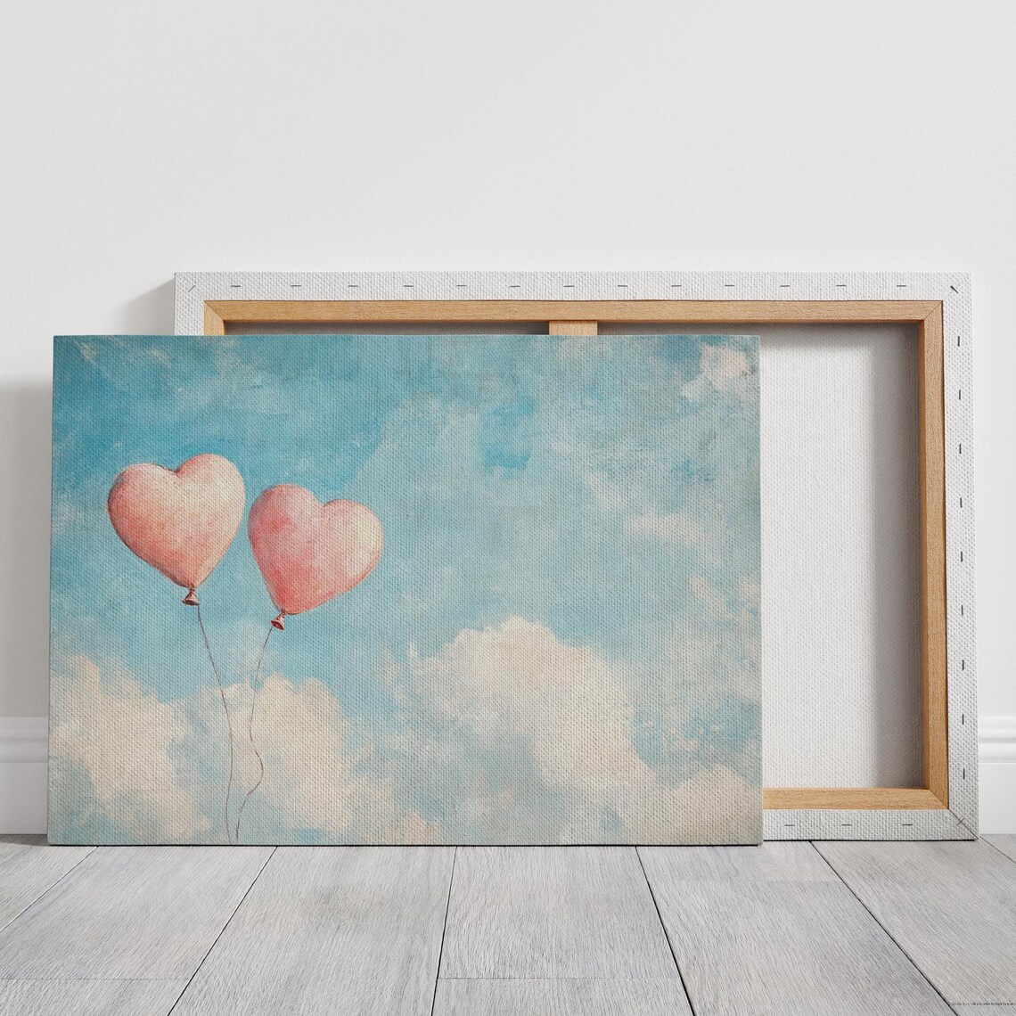 Romantic Heart Balloons In The Sky Art Print