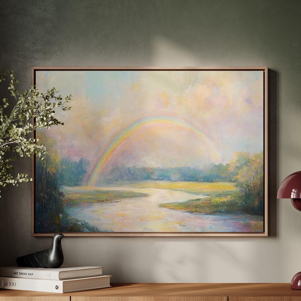 Pastel Rainbow Over Serene River Art Print