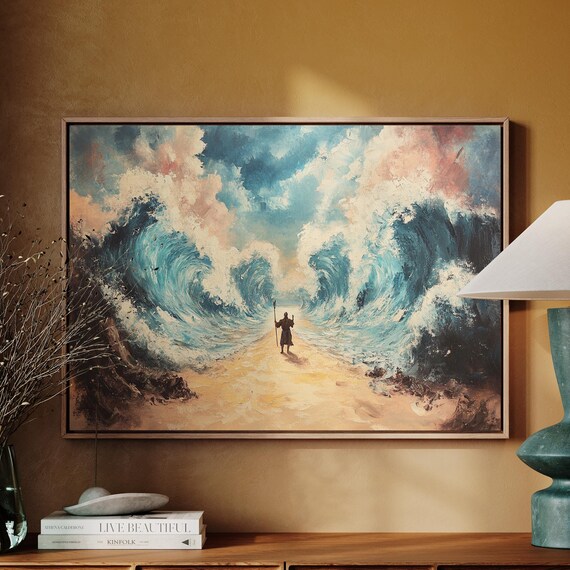 Moses Holding His Staff as the Red Sea Parts Into Waves Poster