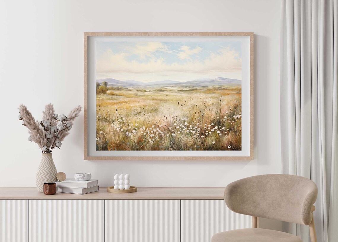 Wildflower Landscape Painting Vintage Landscape Art Print Antique Oil Painting Wall Art Art Print 101 - Image 2