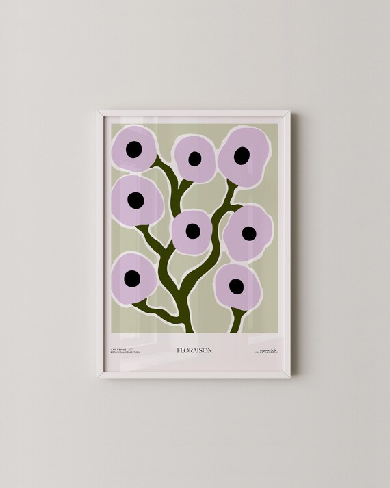 Modern Floral Art Print Graphic Botanical Illustration Contemporary Pastel Flower Wall Natureinspired Decor Instant