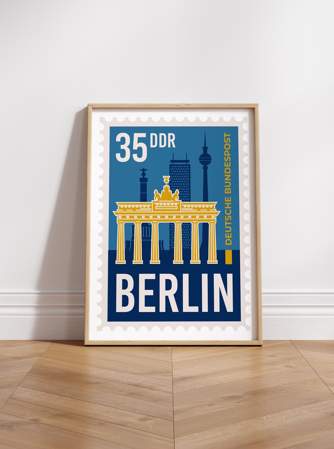 Berlin Skyline Travel Poster, Mid-Century Style
