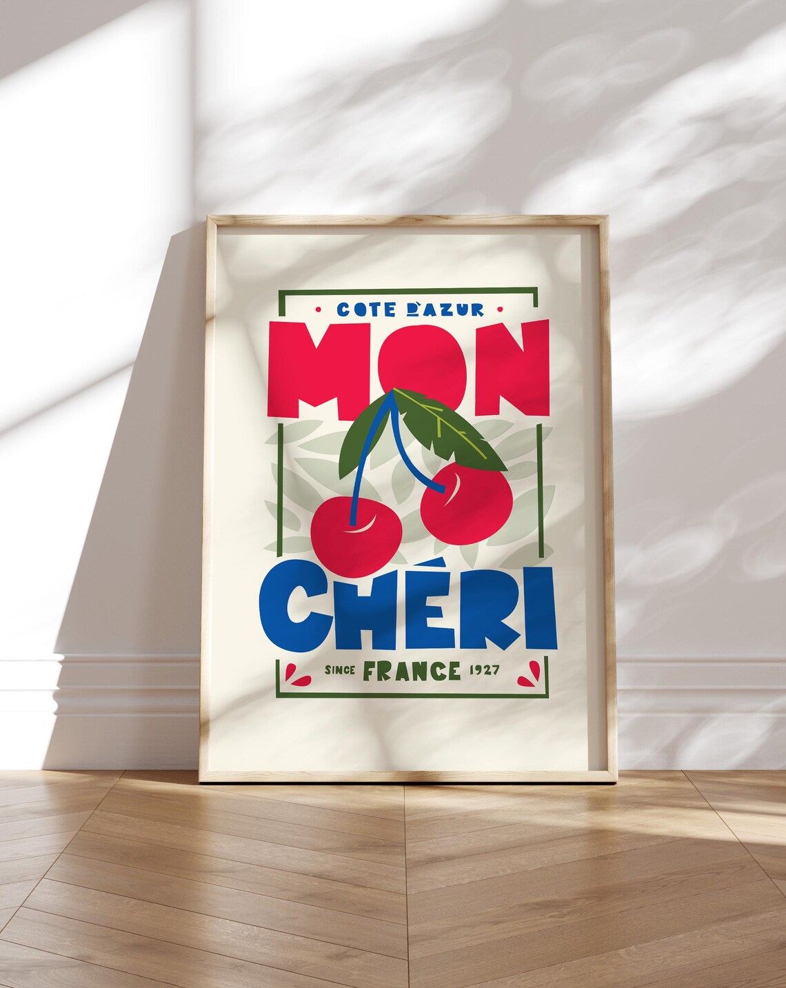 Mon Chri Cherry Poster, Retro French Kitchen Art